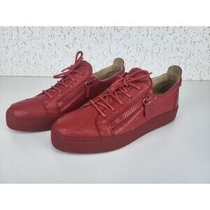 Zanotti Mens Low Top Red Leather Sneakers Size 45